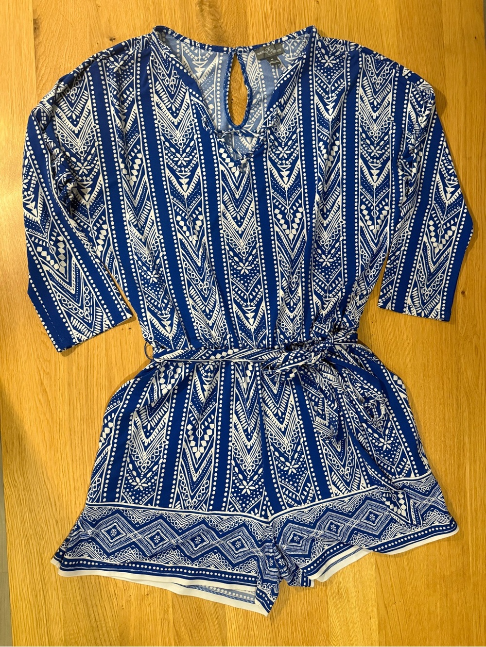 Market & Spruce Blue and White Printed Romper